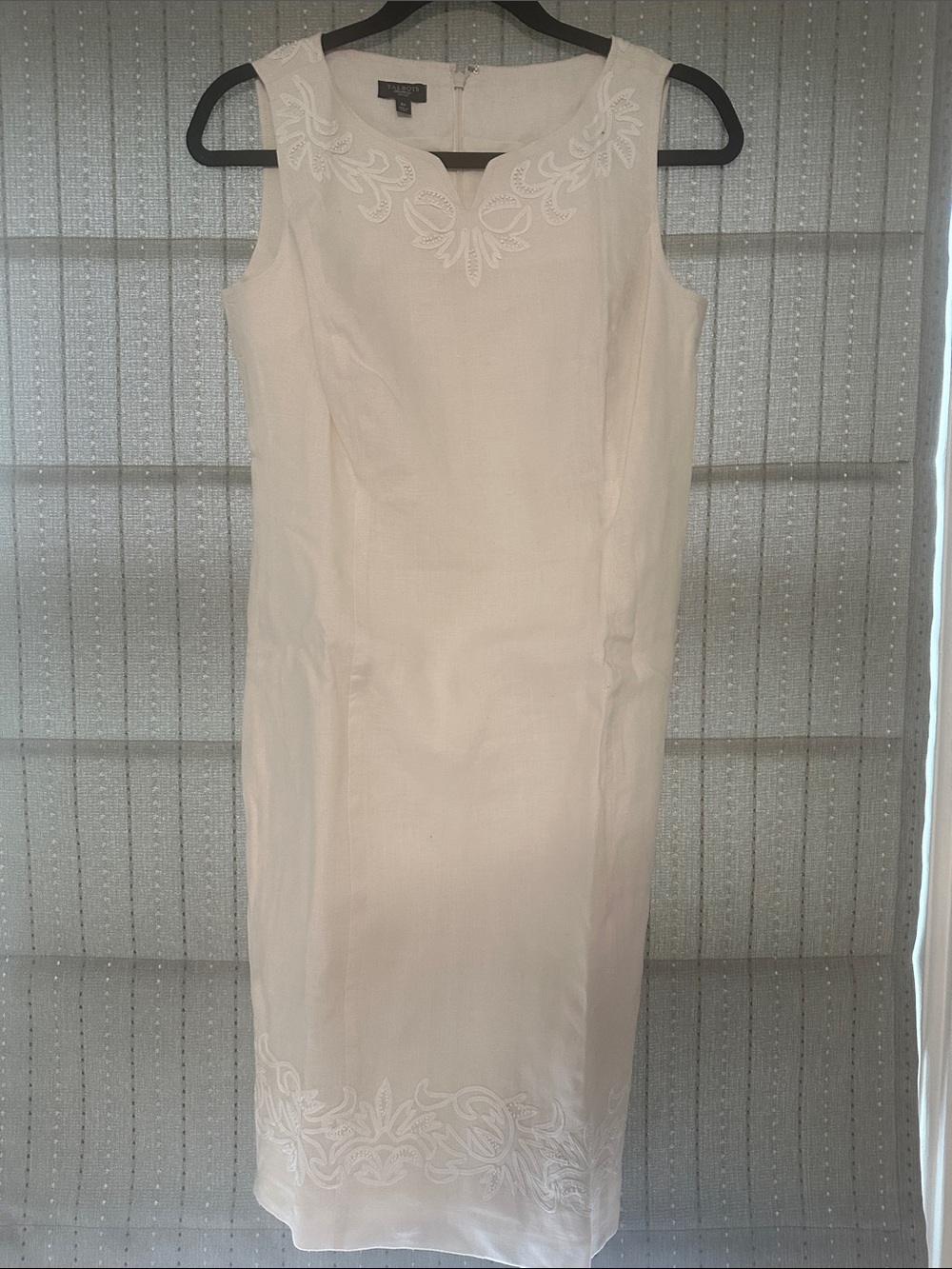 Talbots Cream Embroidered Sheath Dress